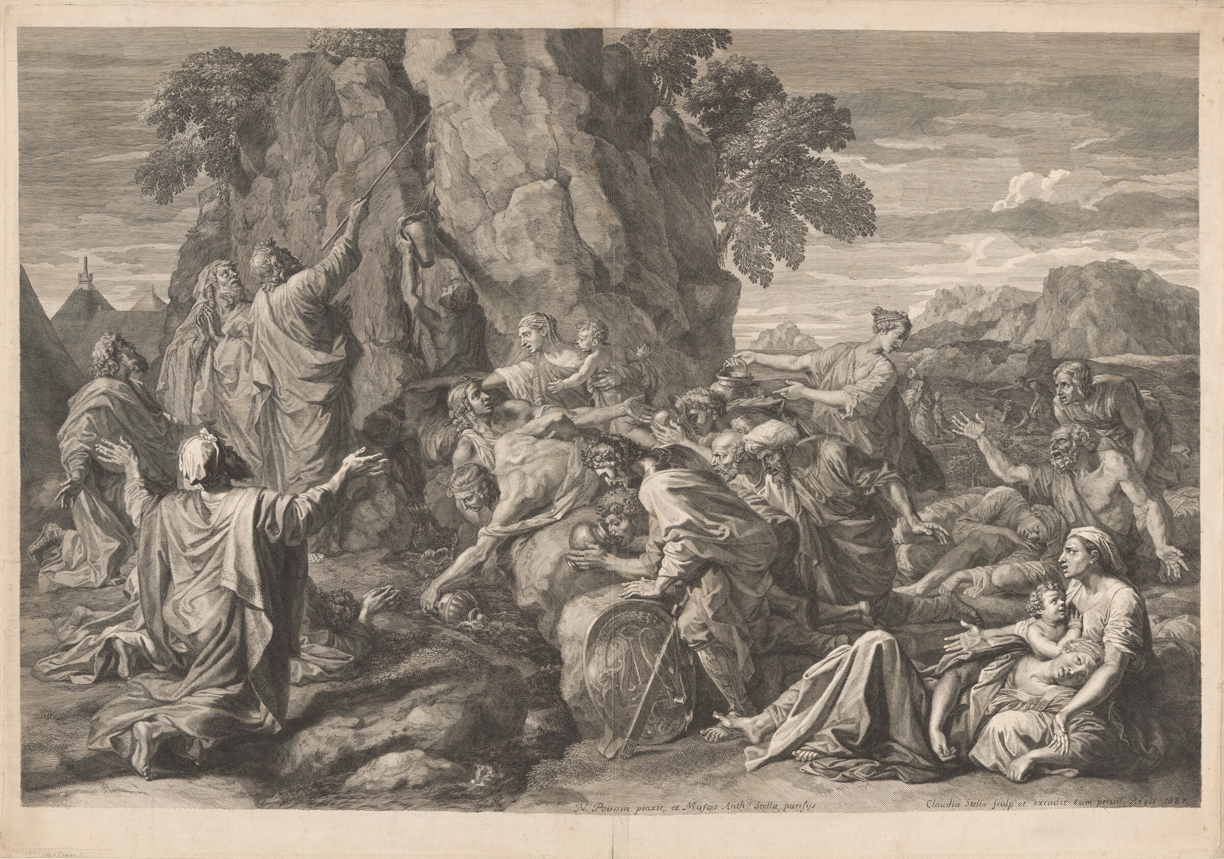 Moses Striking the Rock, Claudine Bouzonnet-Stella, after Nicolas Poussin, 1687
