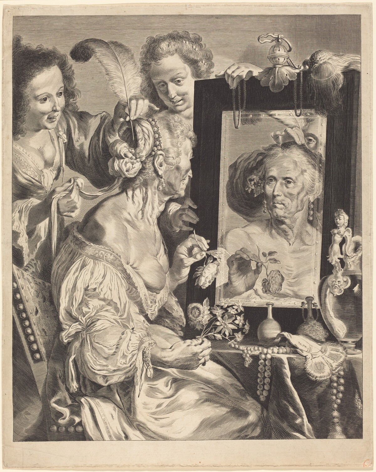 An Old Woman at the Toilet Table