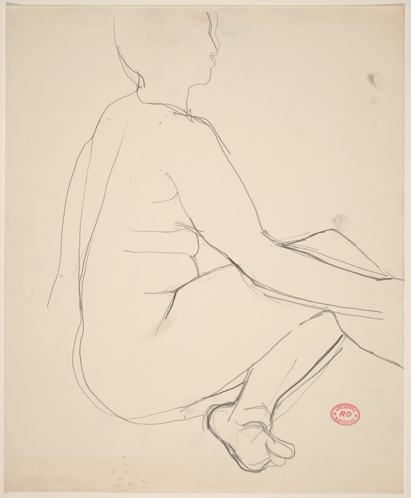 Untitled [seated female nude with left leg tucked under]