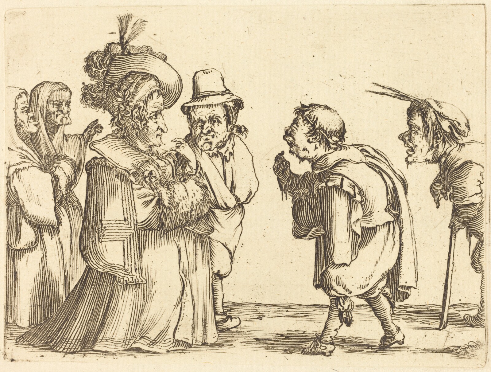 A Lady Greeted by a Dwarf, Stefano Della Bella