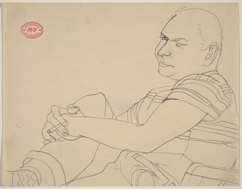 Untitled [man in striped shirt holding a cigarette]