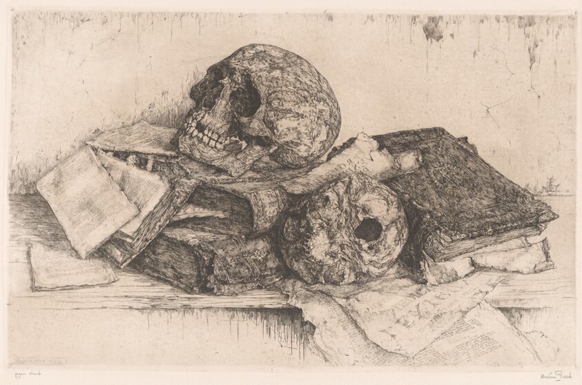 Skulls and Old Books (Schedels met oude Boeken)