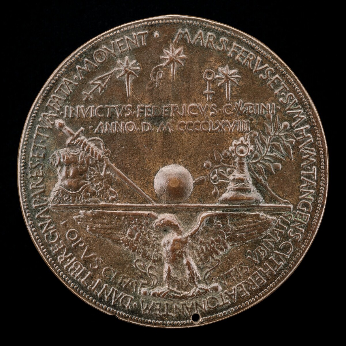 Eagle with Spread Wings Supporting a Platform of Symbolic Objects [reverse]