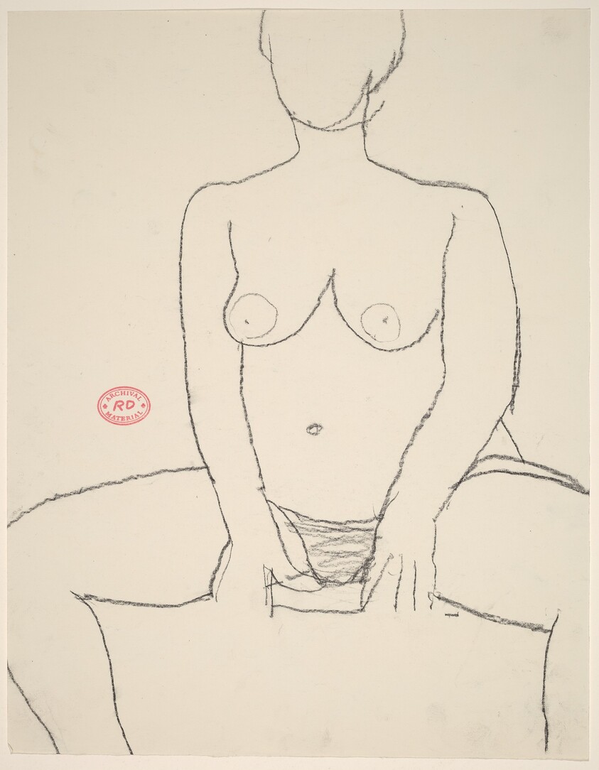 Untitled [seated nude with hands resting between her thighs]