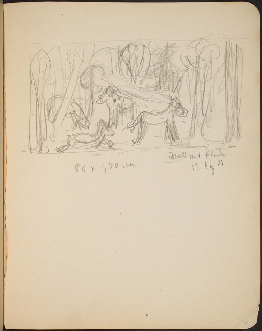 Wald mit Pferden, Bezeichnung (Horses in Forest, Inscription) [p. 39]