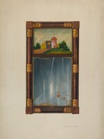 Painted mirror, Oscar Bluhme, 1940
