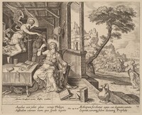 The Angel Orders Saint Philip to Accompany the Ethiopian Eunuch, Philip Galle after Maerten van Heemskerck