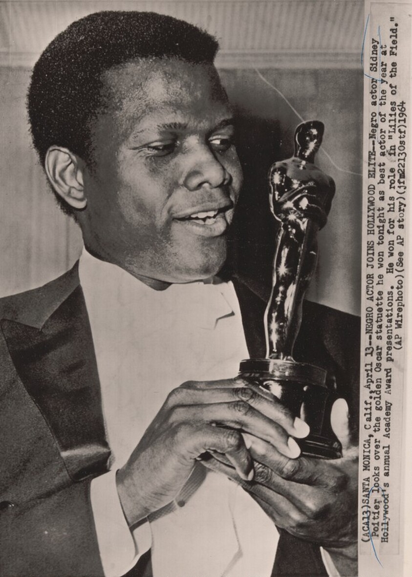 Title from caption on object: “Sidney Poitier Joins Hollywood Elite”
