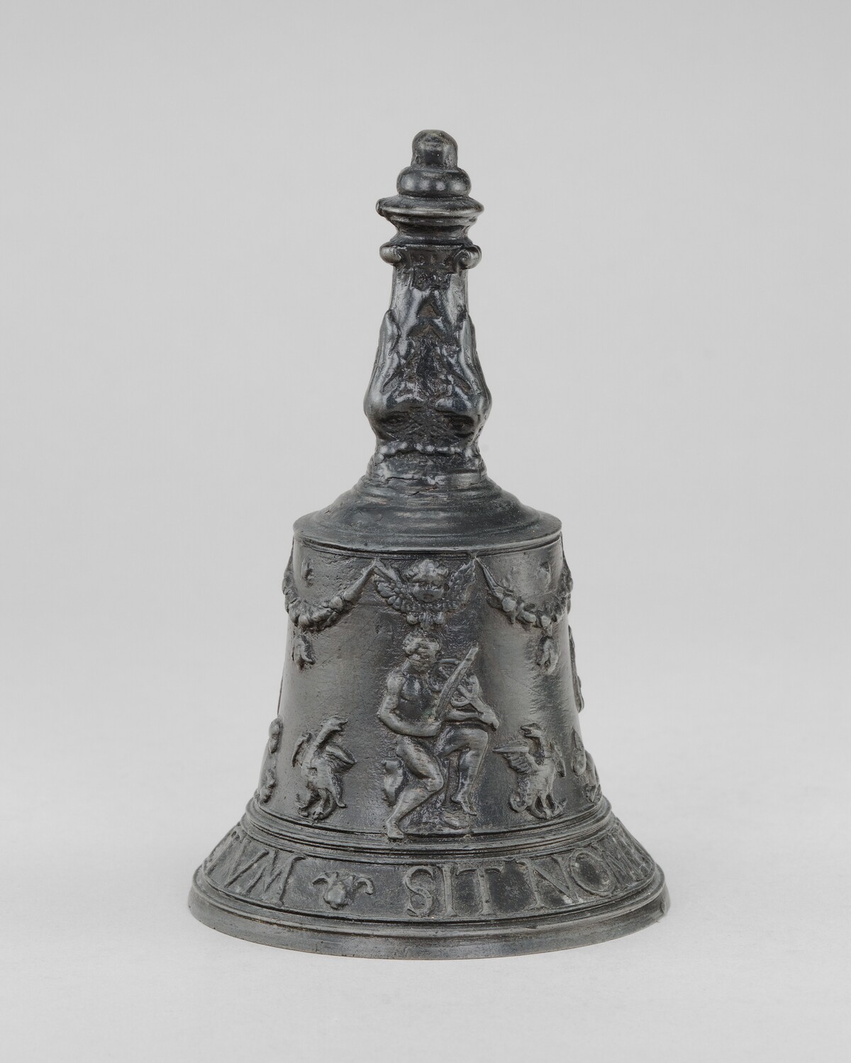 Hand Bell with Orpheus Playing to the Animals, and Poppy Plants