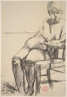 Untitled [seated female nude with black stockings], Richard Diebenkorn, 1955-1967