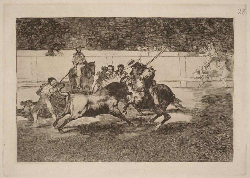 El esforzado Rendon picando un toro, de cuya suerte murio en plaza de Madrid (The Forceful Rendon Stabs a Bull with the Pique, from Which Pass He Died in the Ring at Madrid)