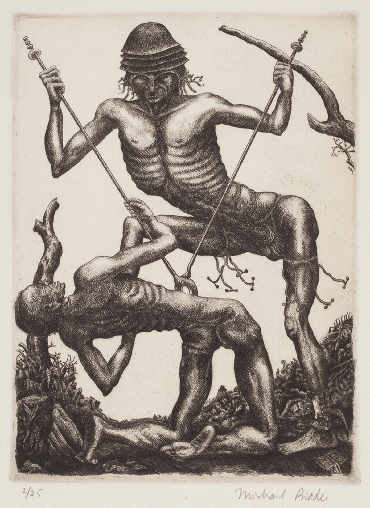 Two Figures Fighting
