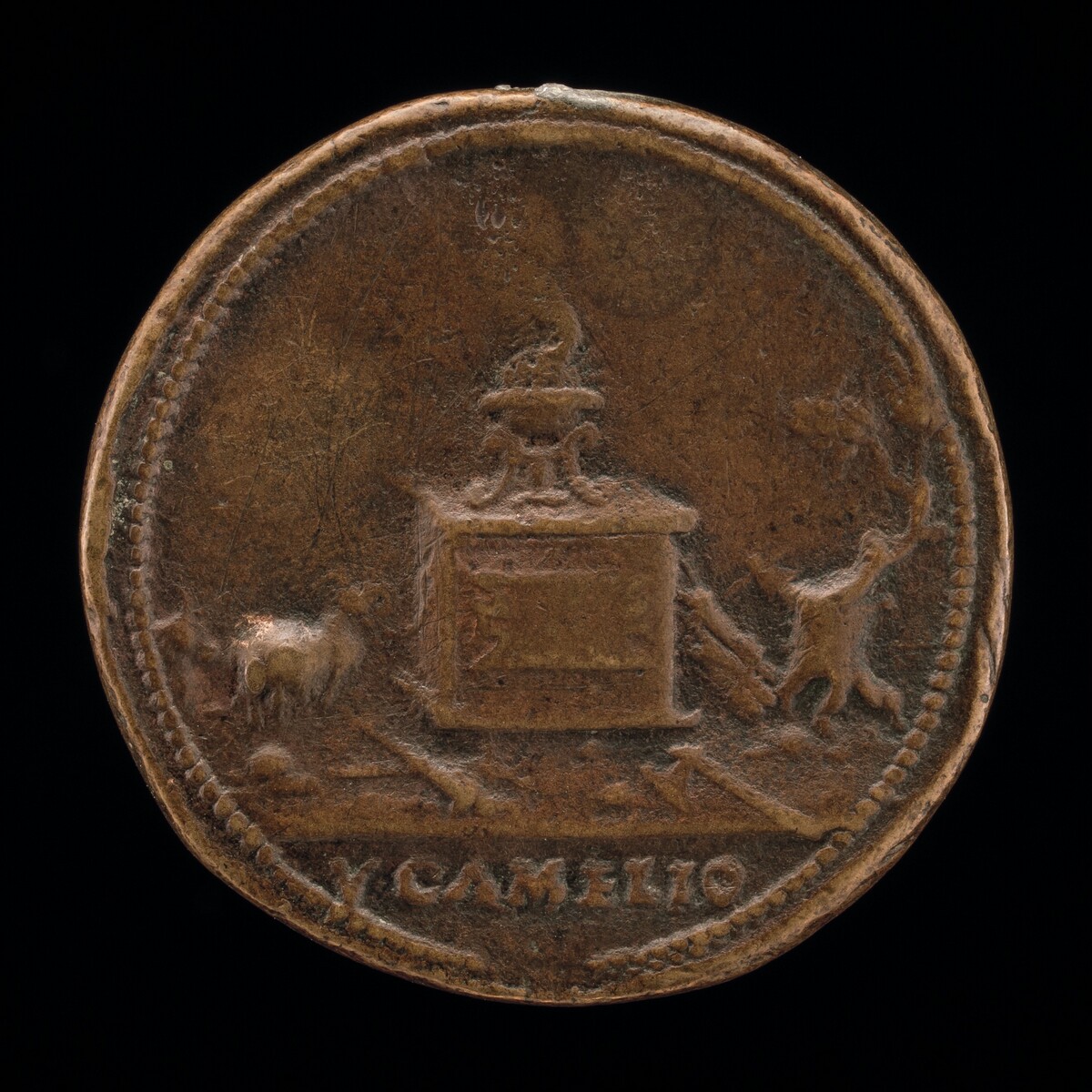 Classical Subject: Flaming Tripod on Altar [reverse]