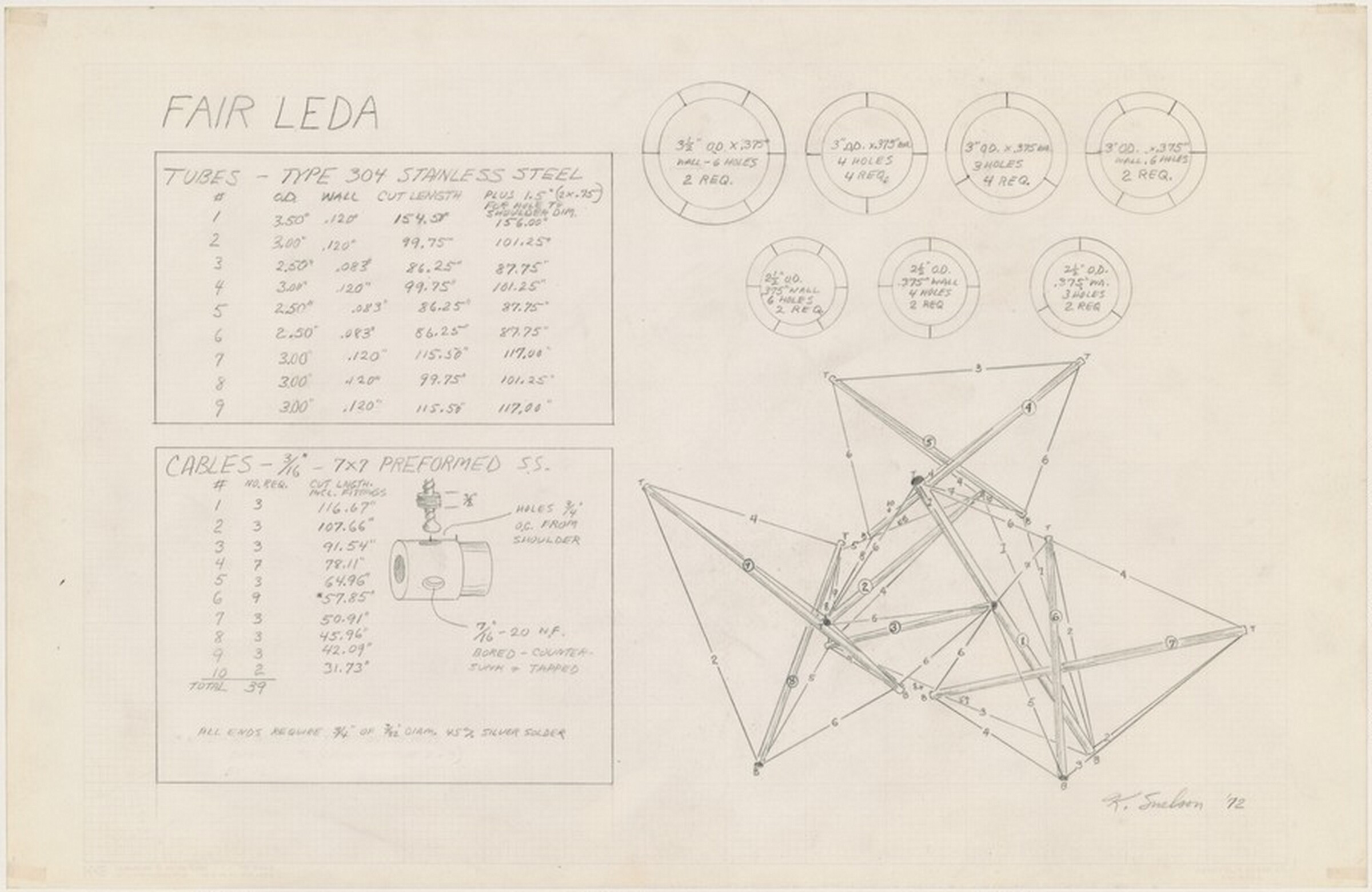 Study for "Fair Leda", Kenneth Snelson, 1972
