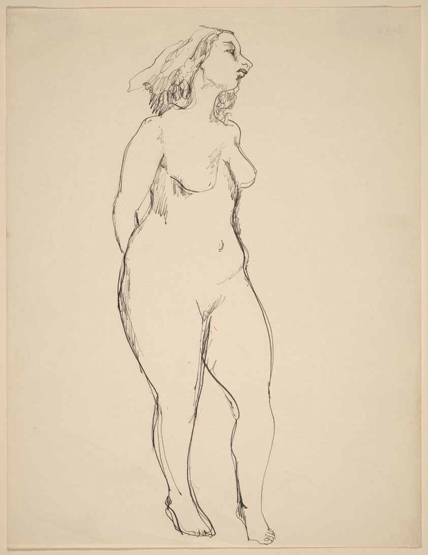 Standing Nude, Three-quarter View to the Right, Hands behind Back