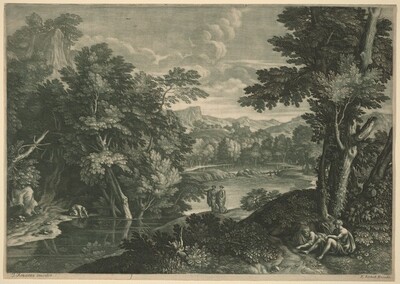 Landscape, Elisha Kirkall, after Jacques Rousseau, 1733/1742