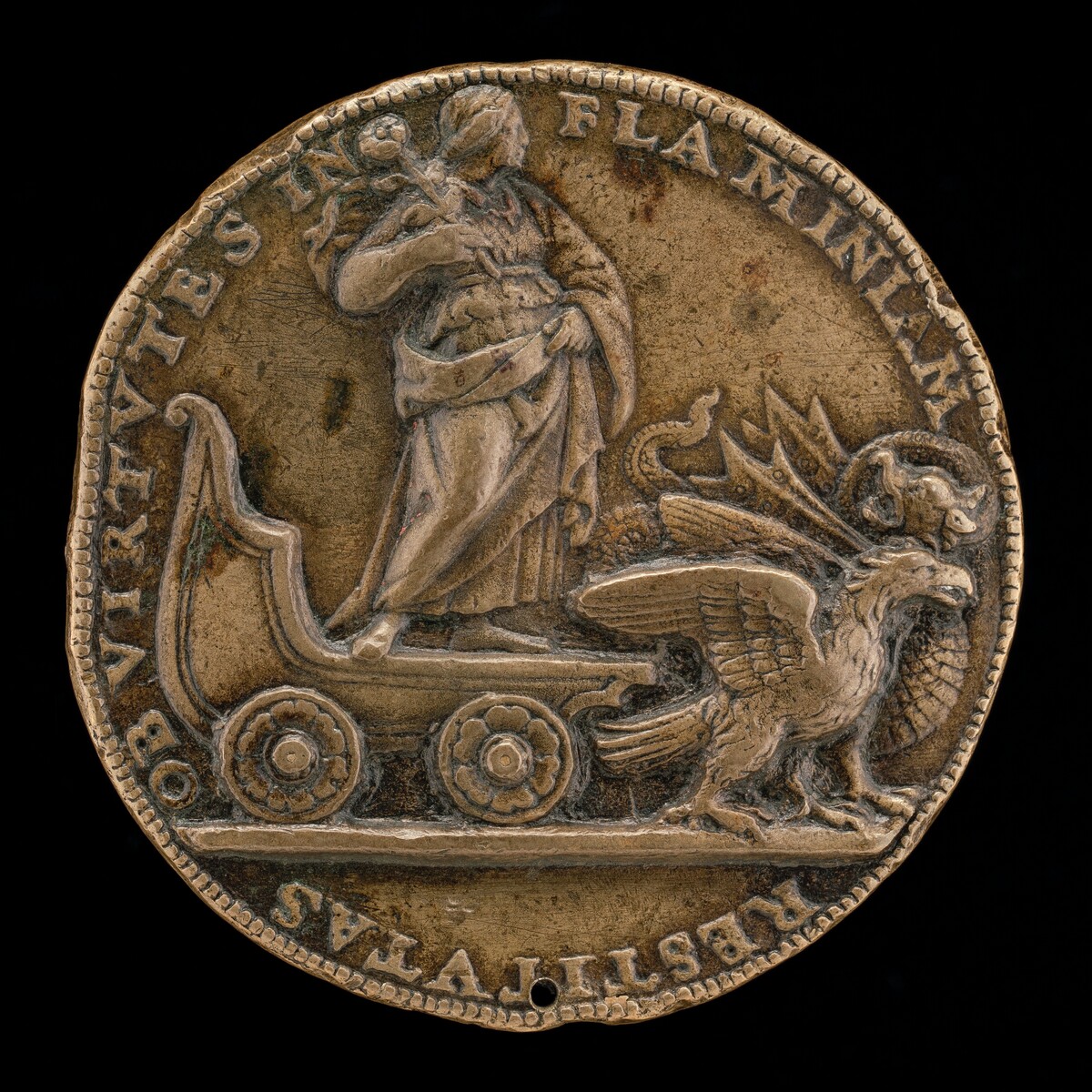 Figure in a Car Drawn by a Dragon and an Eagle [reverse]