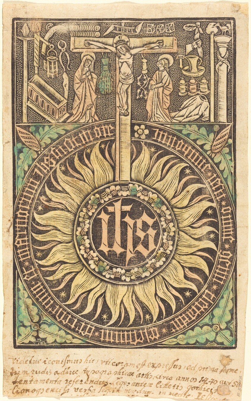 The Sacred Monograph with the Crucifixion  and Passion Symbols [recto]