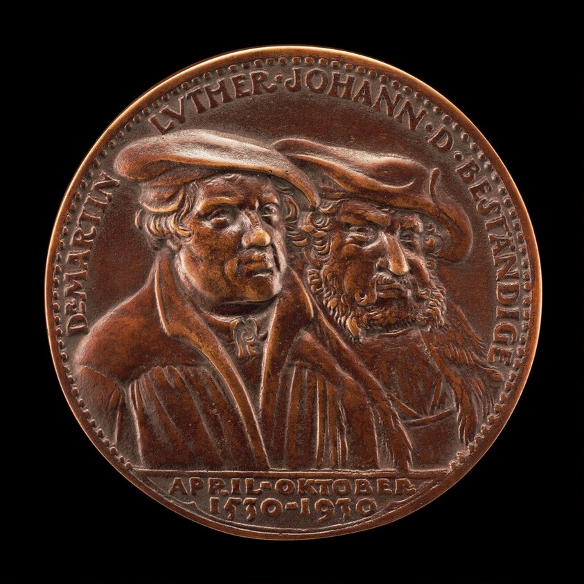 Martin Luther, 1483-1546, Theologian, and John the Steadfast, 1468-1532, Elector of Saxony 1525 [obverse]