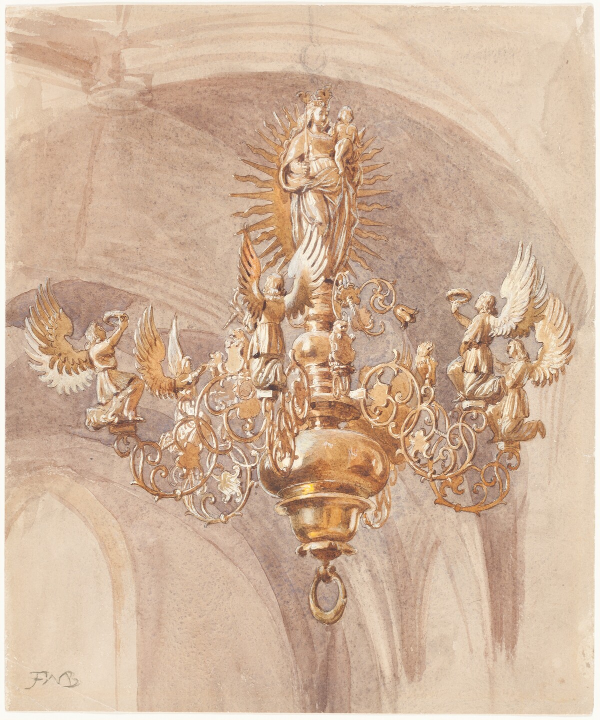 A Chandelier with the Virgin Mary Holding the Christ Child