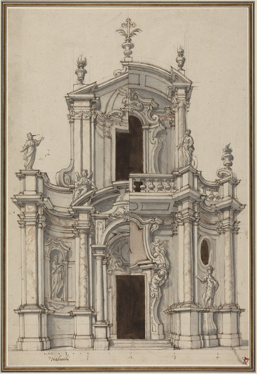 Elevation for a Church Facade, with Alternatives