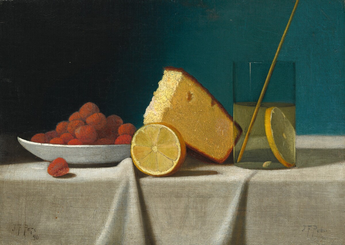 Still Life with Cake, Lemon, Strawberries, and Glass