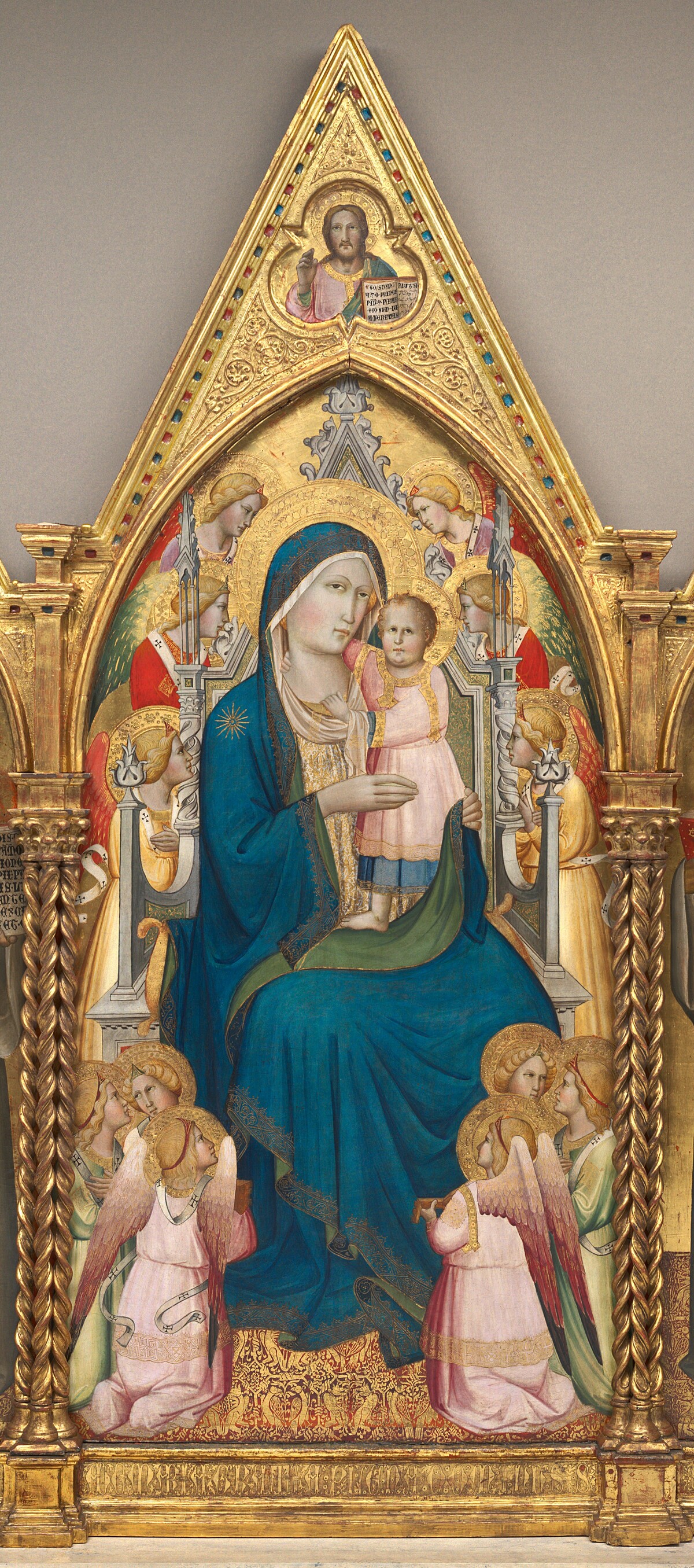 Madonna and Child Enthroned with Twelve Angels, and with the Blessing Christ [middle panel]