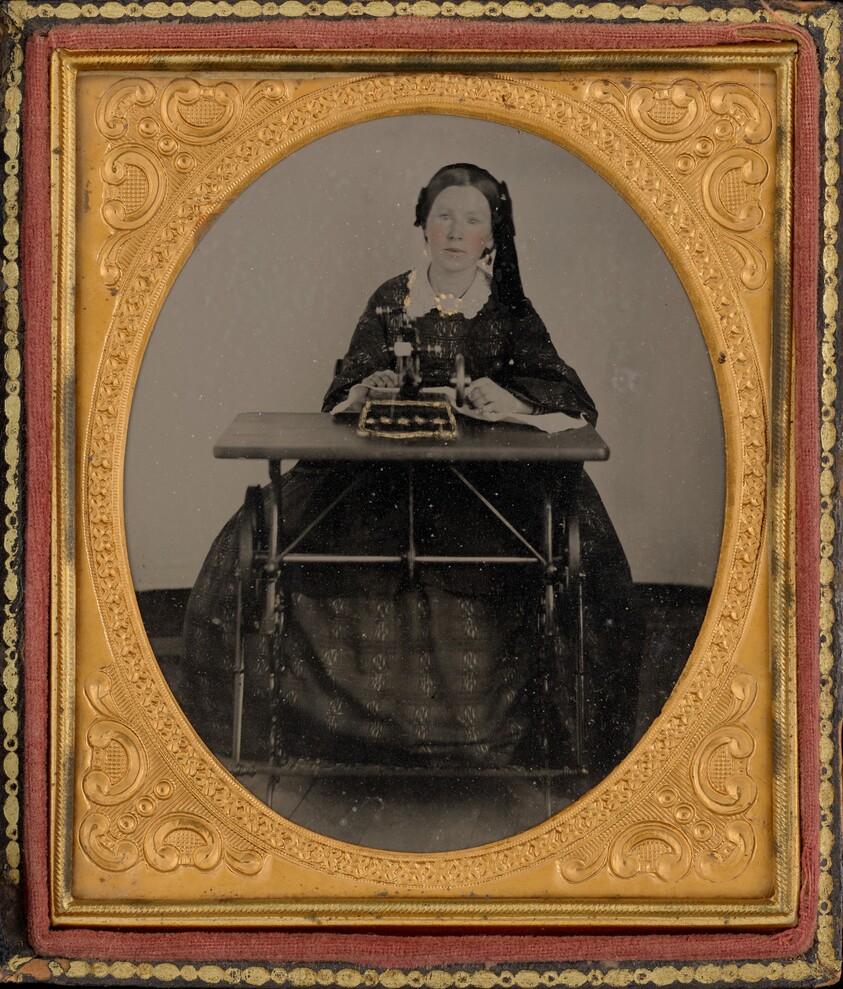 Portrait of a Woman with Sewing Machine