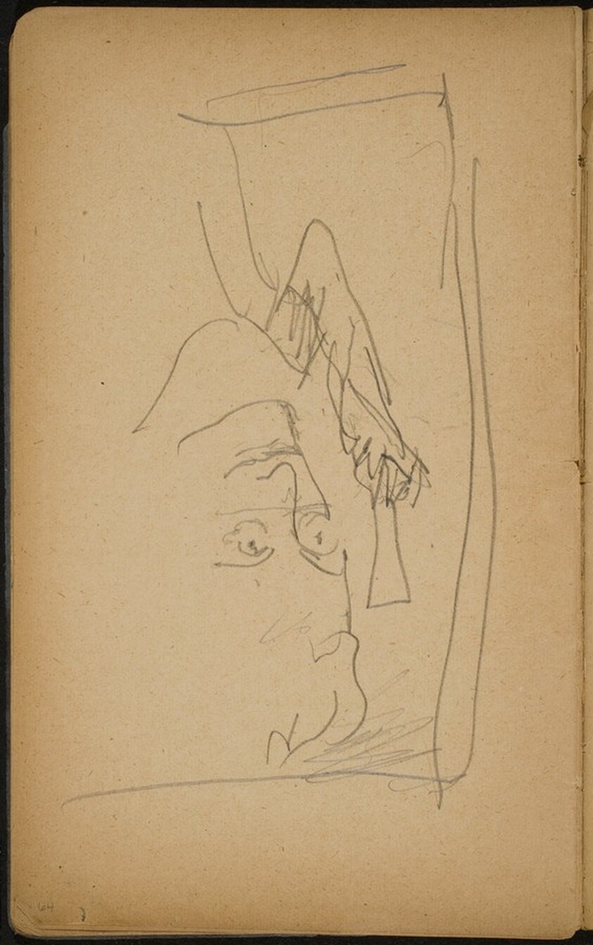 Kopf mit Hut, Gesicht verworfen (Head with a Hat) [p. 64]