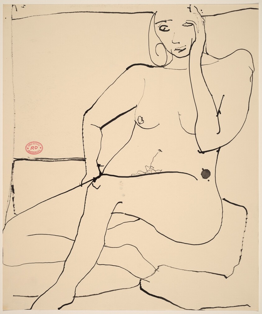 Untitled [seated nude holding her head with her left hand]