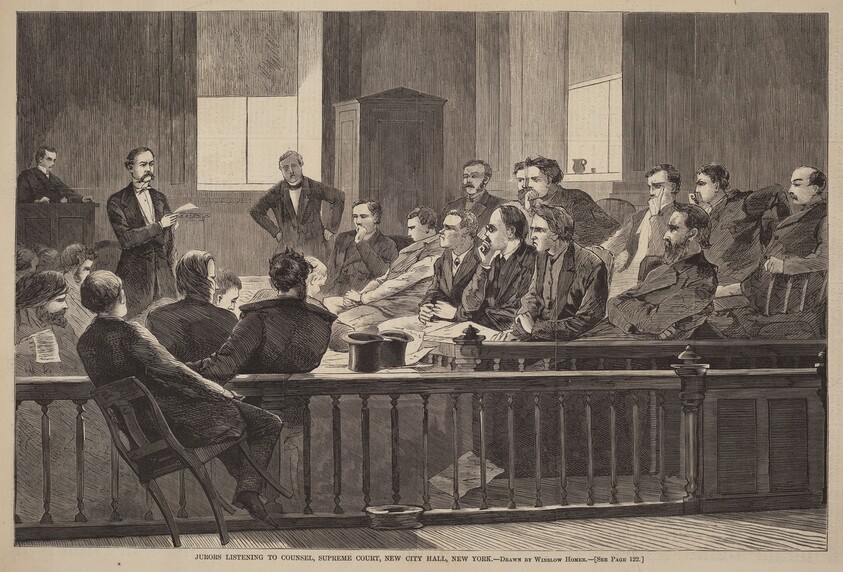 Jurors Listening to Counsel, Supreme Court, New City Hall, New York