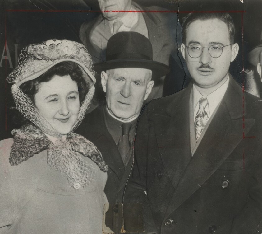 Title from caption on object: “Man and Wife Sentenced to Death in New York for Passing Atom-Bomb Secrets to Russia”