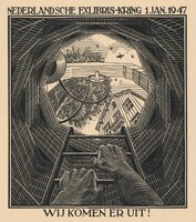 New Year's greeting-card 1947, Nederlandsche ExLibris-Kring, M.C. Escher, 1946