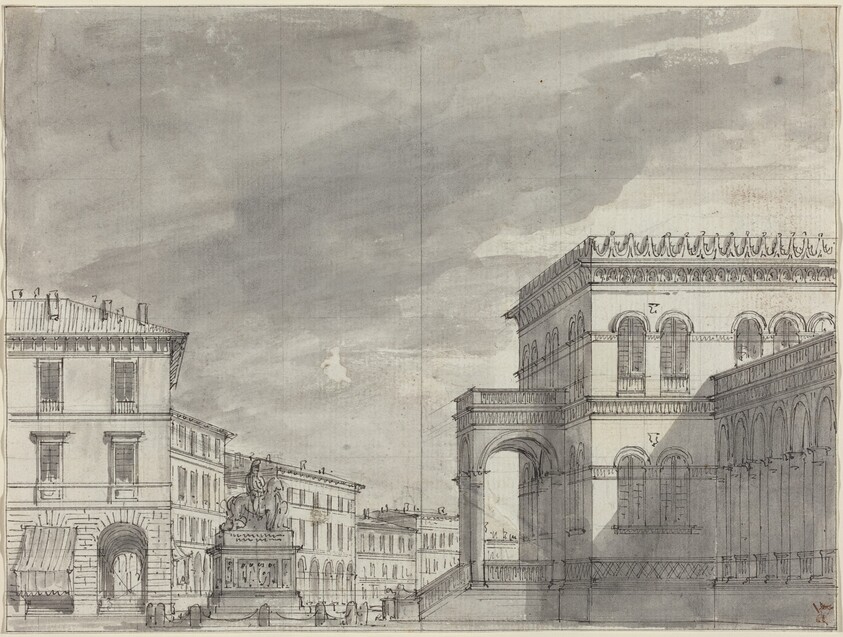 Piazza with an Equestrian Monument and a Palace