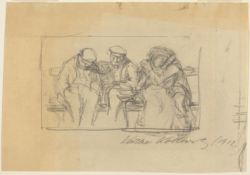 Four People Seated on a Bench