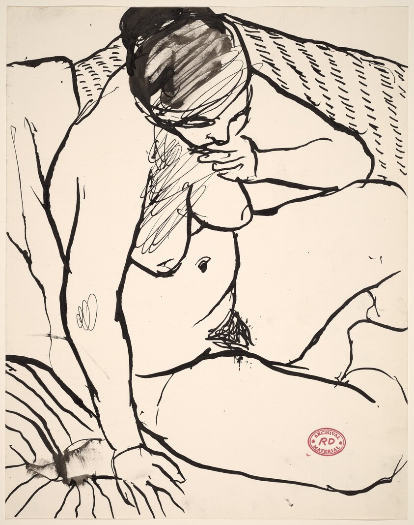 Untitled [seated female nude in thought]