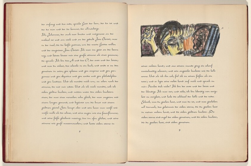 Johannes, Offenbarung, Kapitel 1, Verse 12-20 (John, Revelation, Chapter 1, Verses 12-20) (in-text plate, page 9) from Apokalypse (Apocalypse)