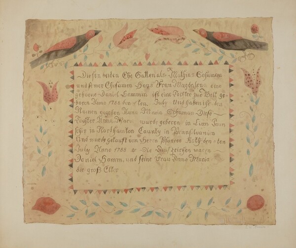 Pa. German Birth Certificate