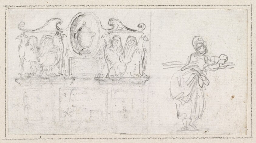 A Decorative Sculpture with a Woman Seen from Behind