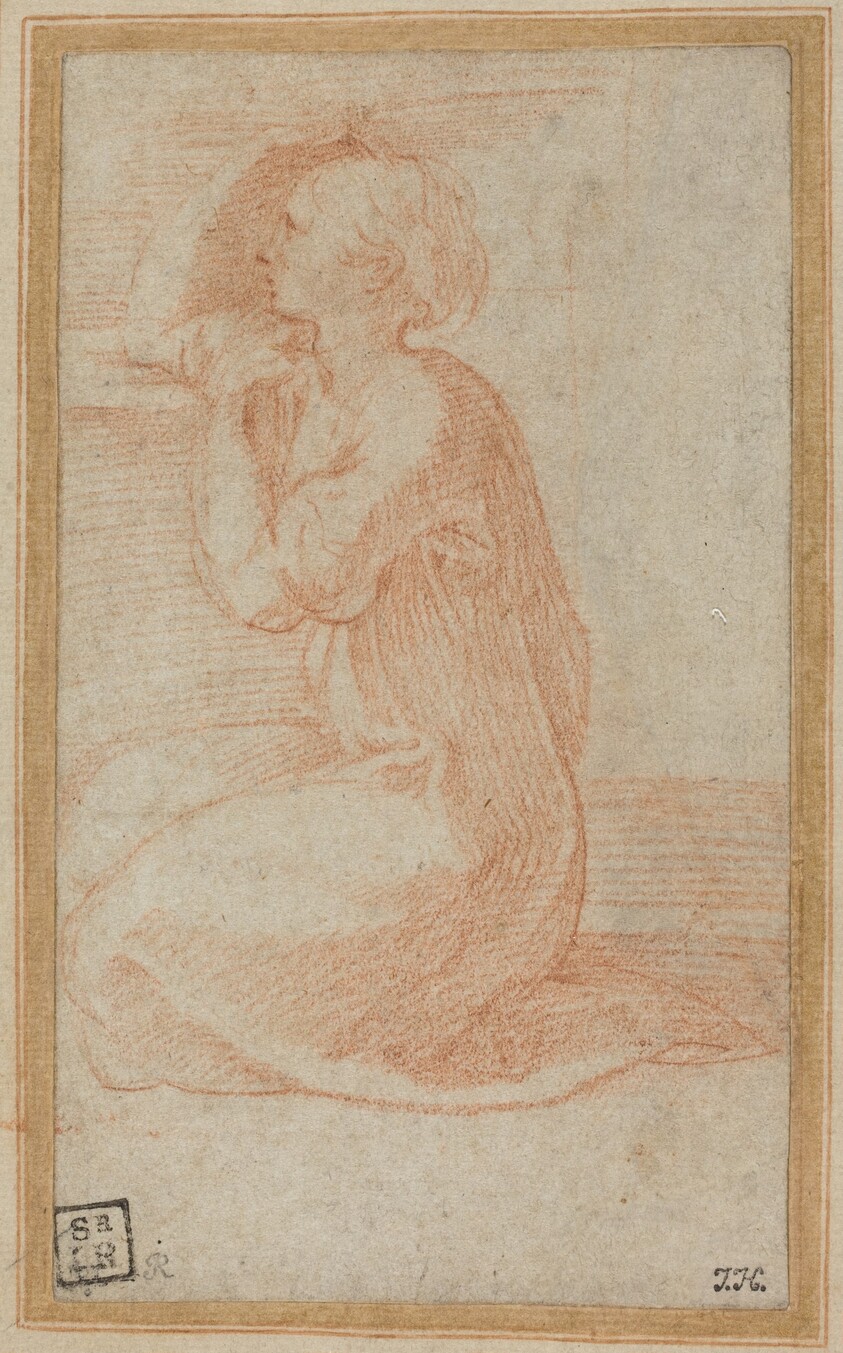 Kneeling Woman Lifting Her Hand to Her Head