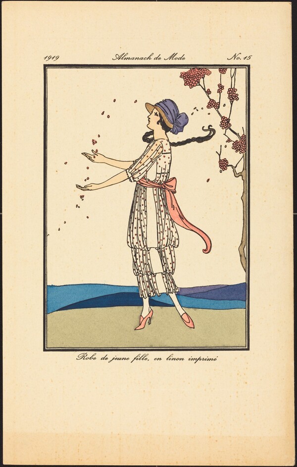 Robe de jeune fille, en linon imprimé