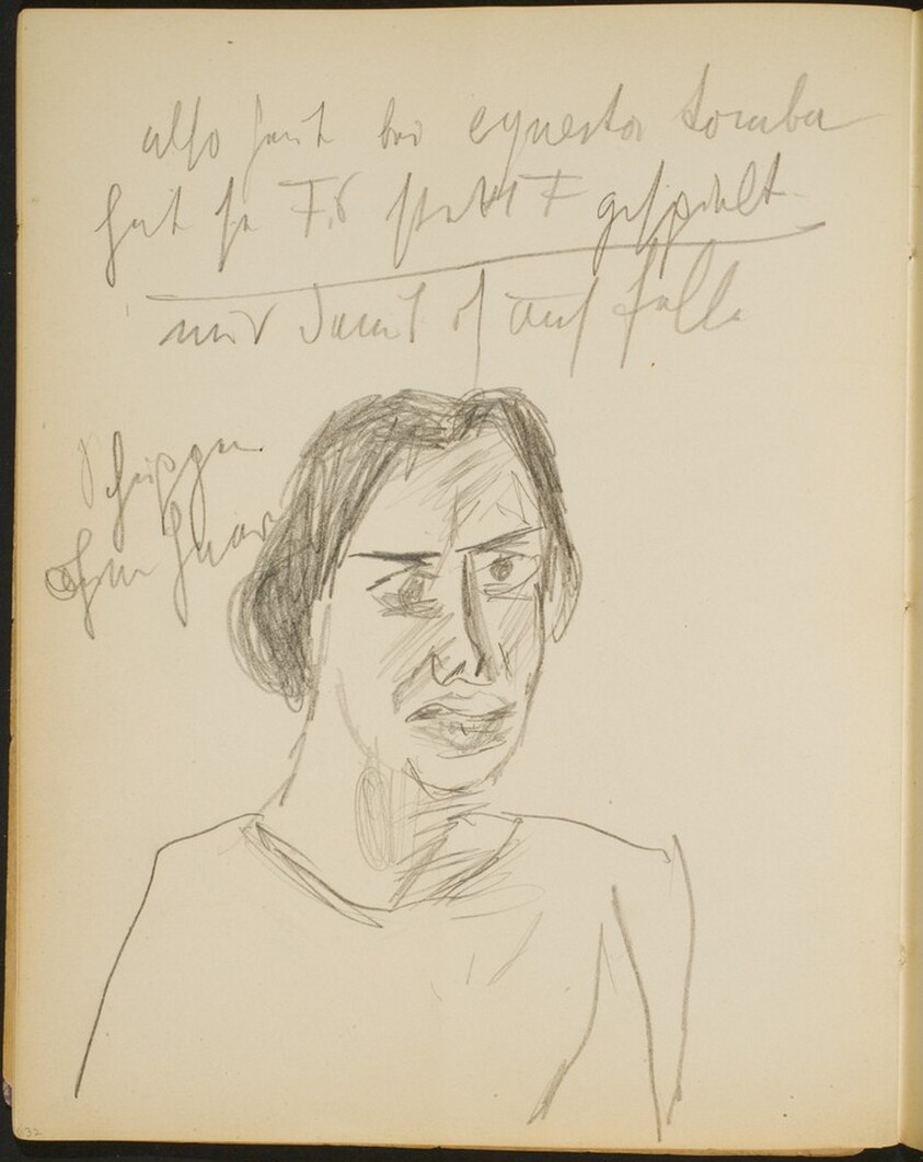 weibliche Bildnisstudie und Notizen (Female Portrait and Notations) [p. 32]