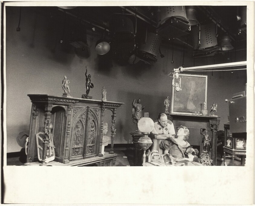 Actress and director on historic set, NBC TV studio--Burbank, California