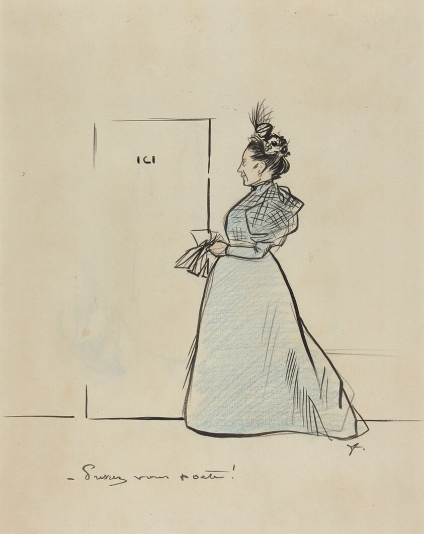 a) Ici... Pressez vous poete! (recto); b) Sketch of a Man and Head of a Woman (verso)