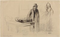 a) L'examination en Douane (Customs Inspection) (recto); b) Seated Figure (verso), Jean-Louis Forain