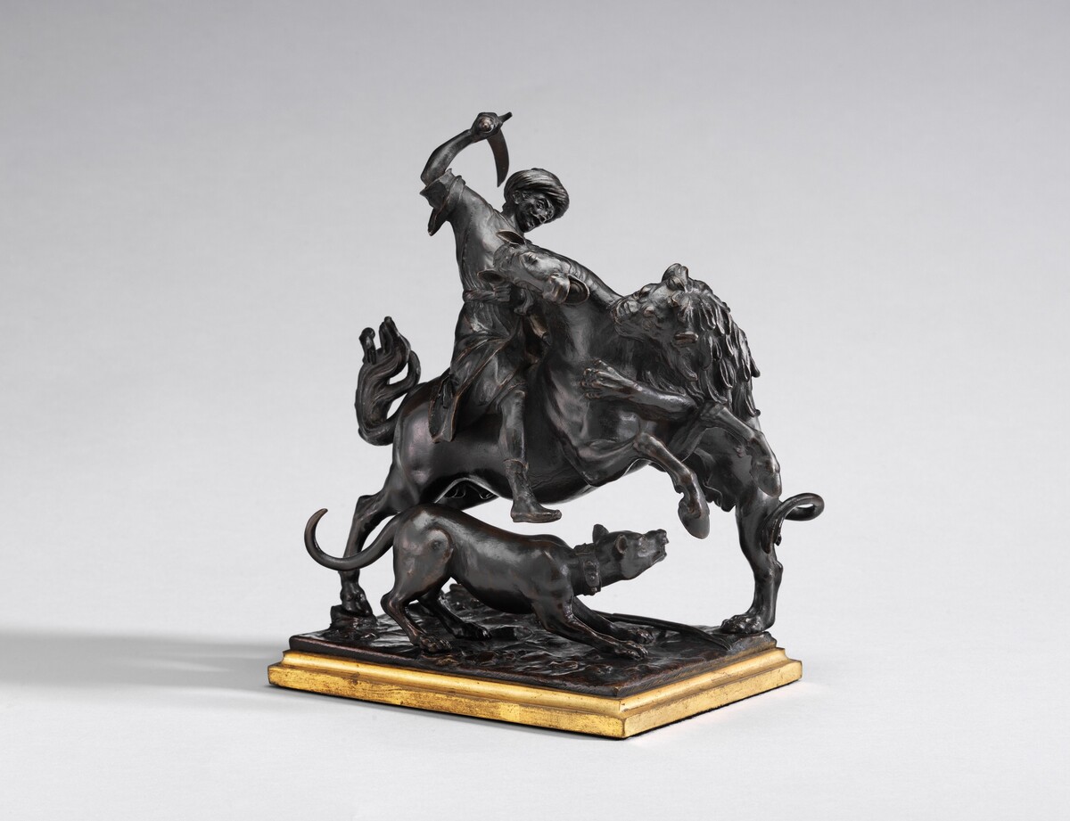 Turk on Horseback  Attacked by a Lion