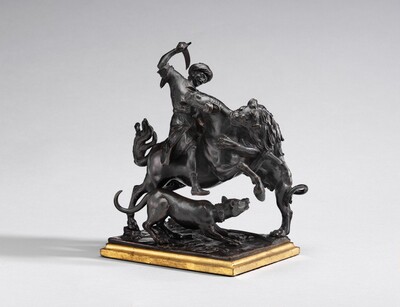 Turk on Horseback  Attacked by a Lion