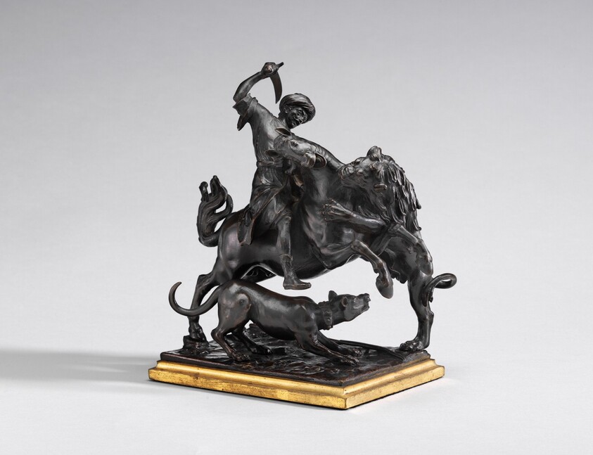 Turk on Horseback  Attacked by a Lion