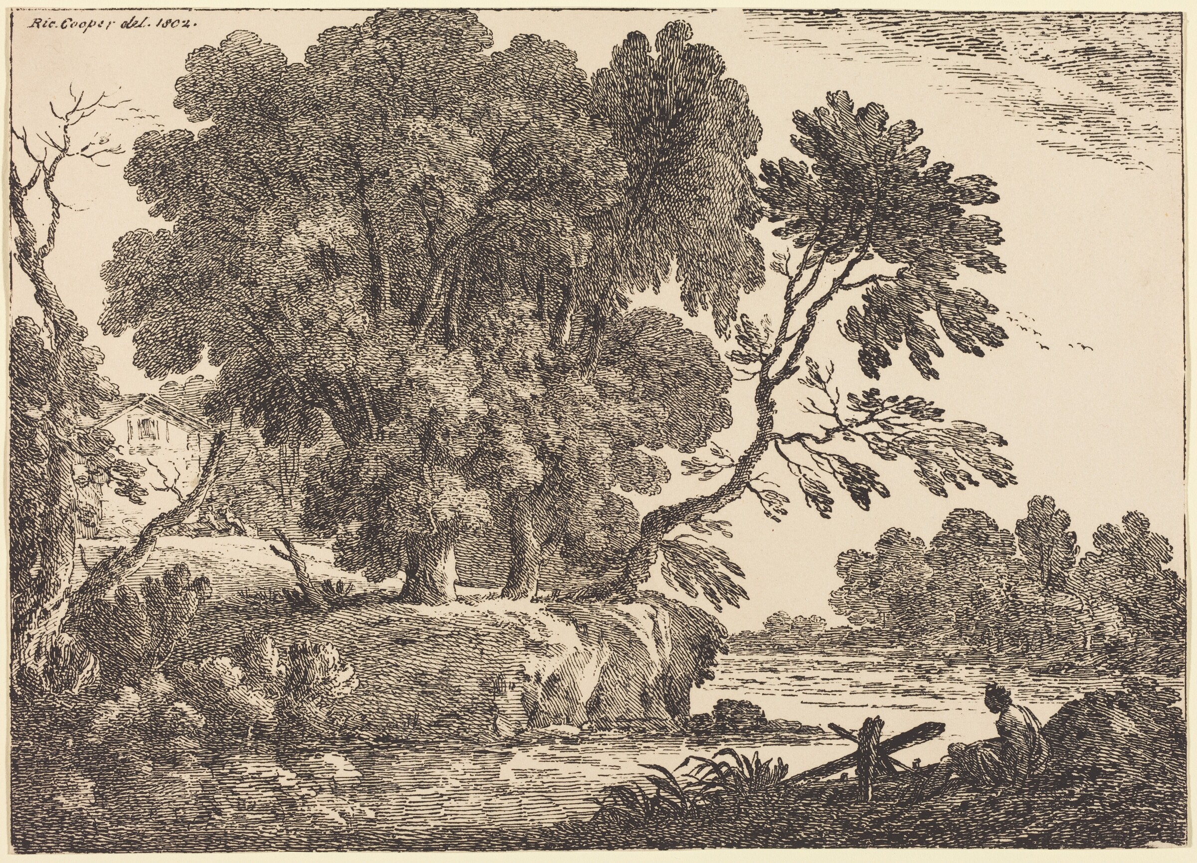 Landscape with Group of Trees Surrounded by Water, Richard Cooper II, 1802