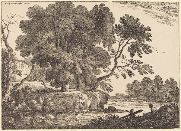 Landscape with Group of Trees Surrounded by Water